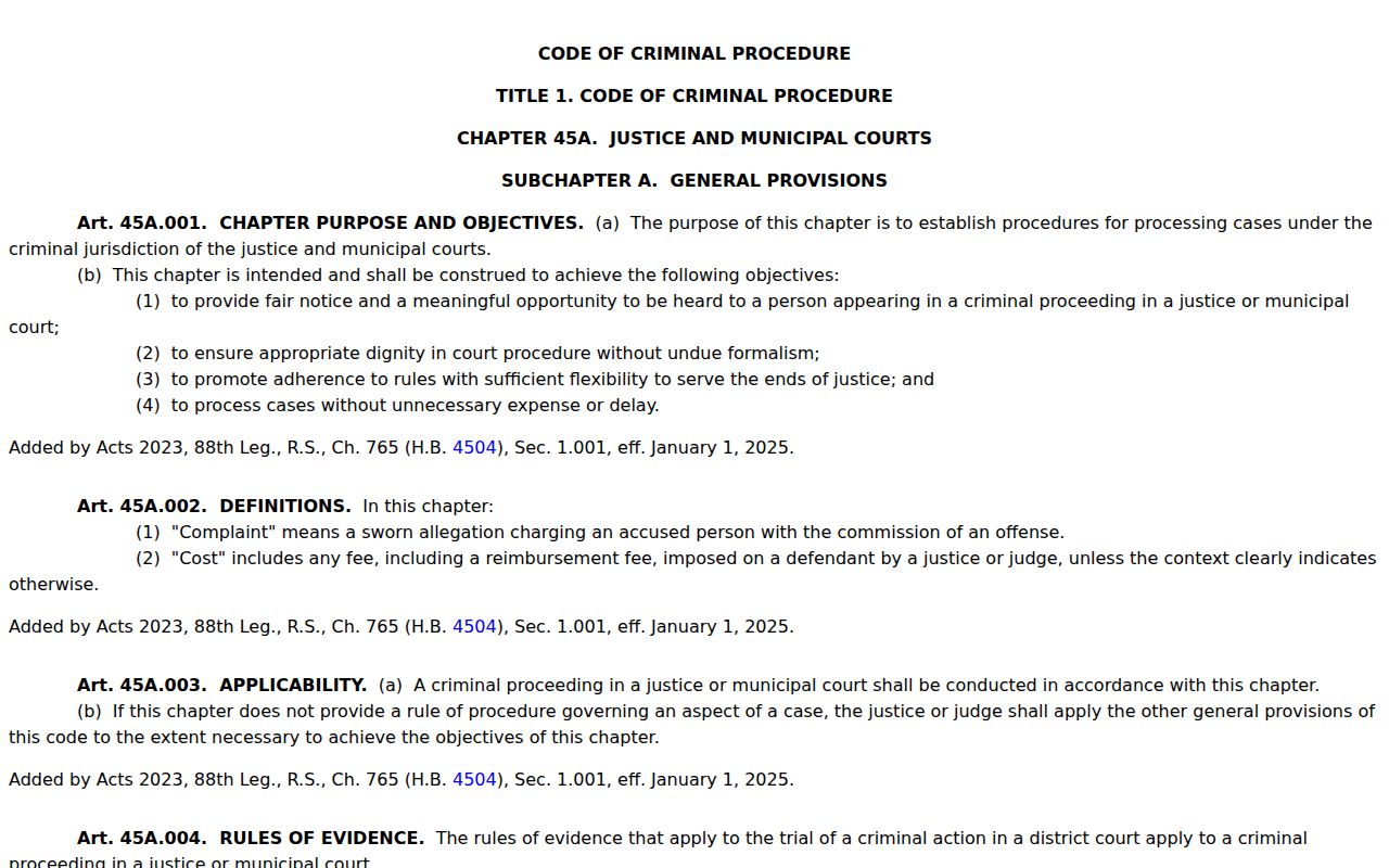 Collingsworth County bench warrant records: Texas justice and municipal capias pro fine provisions