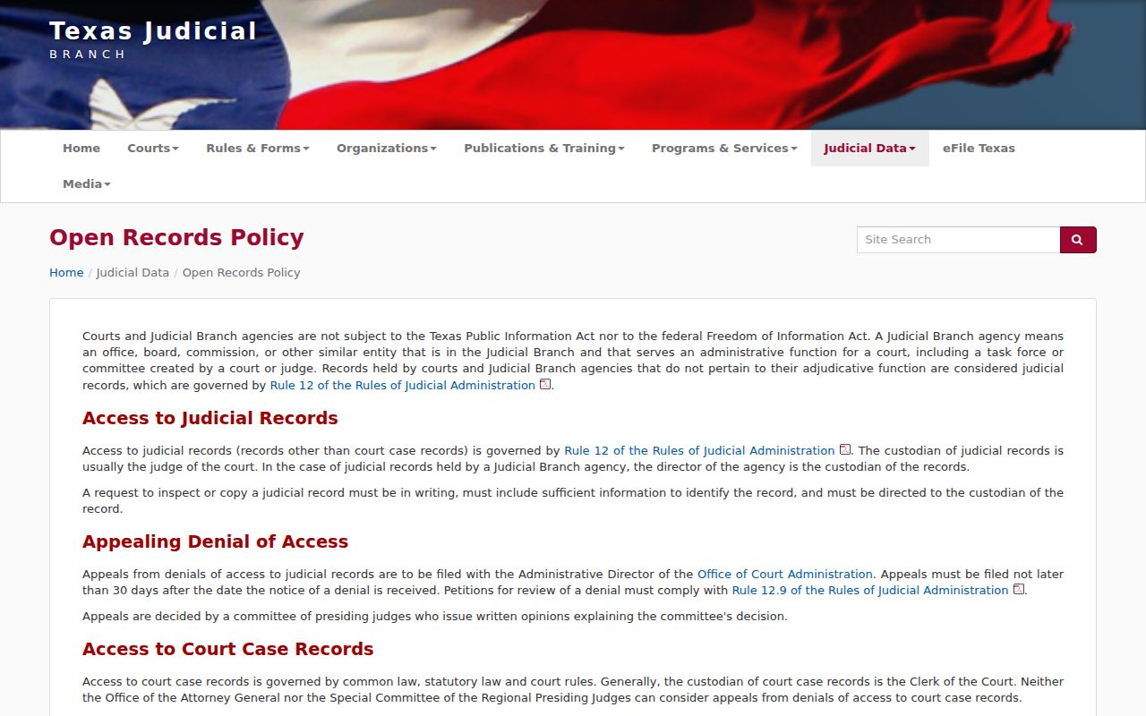Collingsworth County warrant records: Texas Rule 12 court-record access policy